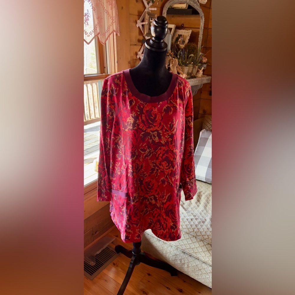 ⭐️Denim & Co. Printed French Terry Long-Sleeve Tunic 2X⭐️ NWOT